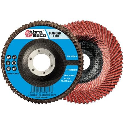 ABRA BETA AB001080506 - Disques à lamelles Soft avec support en fibre de verre et toile abrasive en céramique à profil plat (lot multiple)