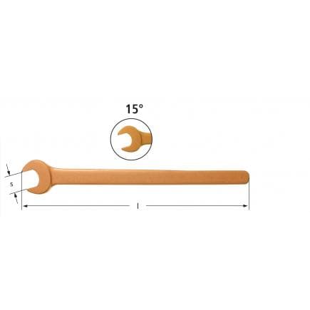 AMPCO BP0021B - Clé à fourche, longue, 15°, Cuivre-Béryllium (pouces)