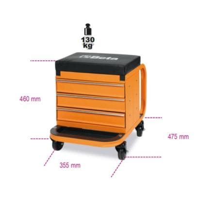 BETA 022580021 - Mini-servante tabouret à 3 tiroirs