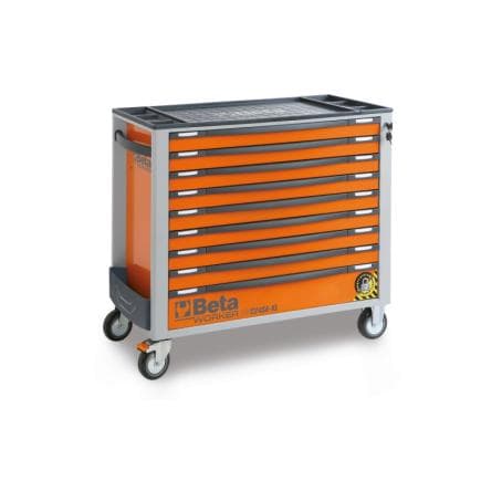 BETA 024006253 - Commode mobile longue avec 9 tiroirs anti-basculement et assortiment d'outils (487 pcs.)