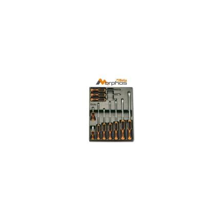 BETA 024240182 - Module en mousse ABS avec tournevis Morphos pour vis à tête fendue (11 pcs.)