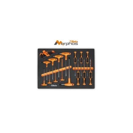 BETA 024580072 - Module en mousse EVA avec clés mâles coudées Torx®, clés en T 6 pans et clés à douilles emmanchées (23 pcs.)