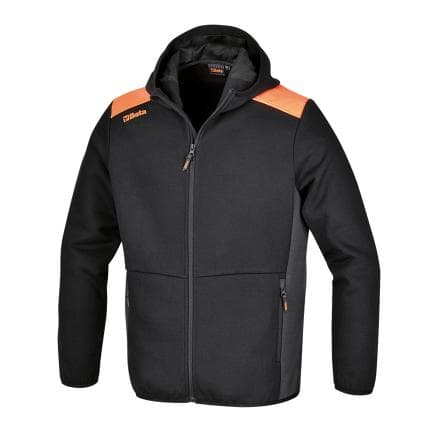 BETA 075660403 - Sweatshirt à capuche zippé, noir avec empiècements gris anthracite