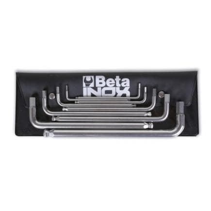 BETA 000961456 - Jeu de 9 clés mâles 6 pans coudées en inox, en sachet