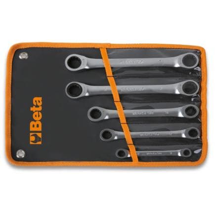 BETA 001950066 - Jeu de 5 clés polygonales doubles droites à cliquet en trousse