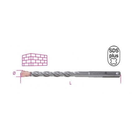 BETA 004190124 - Foret pour marteau perforateur corps fraisé avec plaquette en métal dur et support SDS Plus (lot muliple)