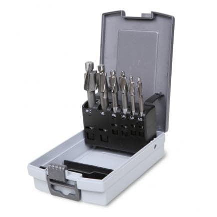 BETA 004210019 - Jeu de 6 fraises à noyer pour têtes de vis cylindriques avec guide de centrage en acier HSS