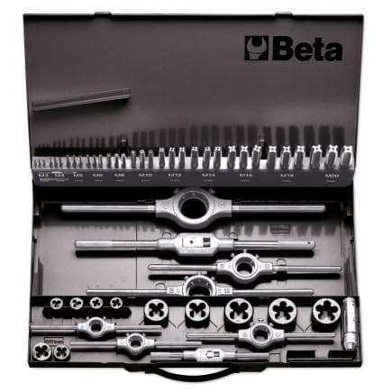 BETA 004470060 - Assortiment de tarauds et filières HSS à filetage métrique et accessoires en coffret métal