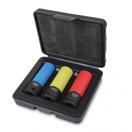 BETA 007200653 - Coffret de 3 douilles à chocs gainées pour écrous de roues en alliage léger