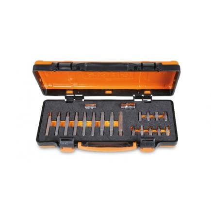 BETA 008670920 - Coffret métallique avec plateau en mousse compacte comprenant 18 embouts pour visseuses pour vis RIBE® avec entraînement...