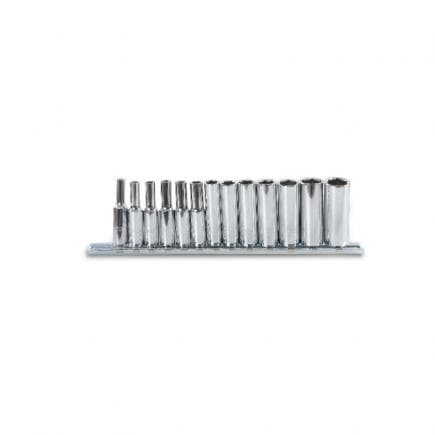 BETA 009000203 - Jeu de 13 douilles 6 pans longue 1/4" chromées