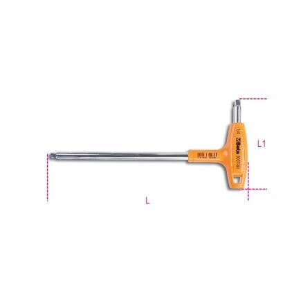 BETA 009000860 - Poignée emmanchée coudée carré mâle 1/4" chromé (lot muliple)