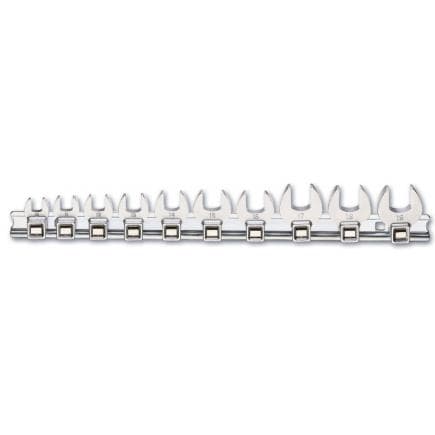BETA 009100147 - Jeu de 10 clés à fourche à patte de coq avec carré femelle 3/8" sur support