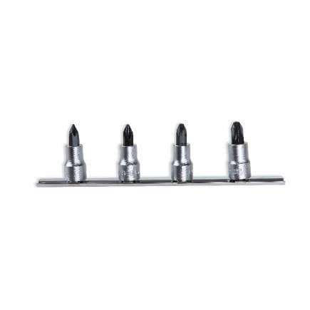 BETA 009100478 - Jeu de 4 douille tournevis pour vis Phillips® 3/8" chromées avec inserts brunis