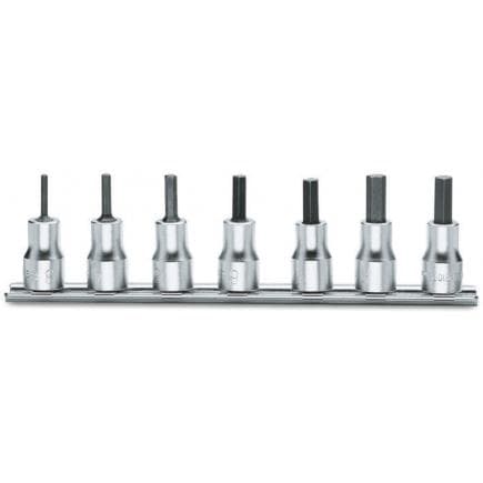 BETA 009100503 - Jeu de 7 douilles tournevis pour vis 6 pans creux 3/8" sur support