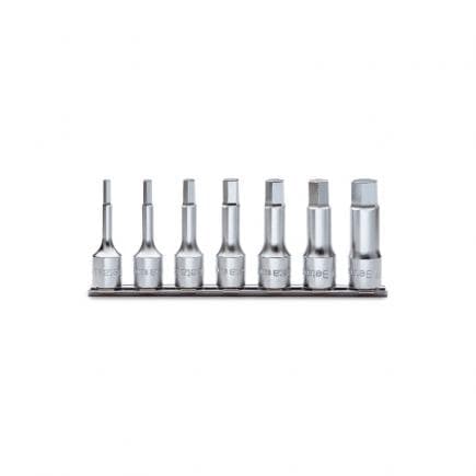 BETA 009200519 - Jeu de 7 douilles tournevis pour vis 6 pans creux 1/2" sur support