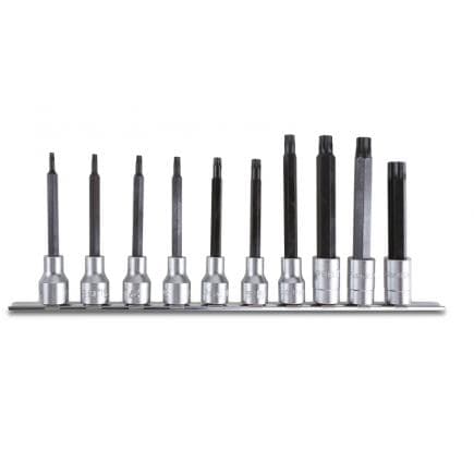 BETA 009200545 - Jeu de 10 douilles tournevis 1/2" longue pour vis Torx® avec support