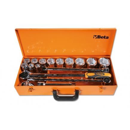 BETA 009280968 - Coffret métallique comprenant 1 cliquet avec 12 douilles 6 pans et 5 accessoires