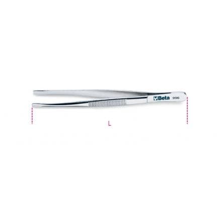BETA 009960001 - Brucelles à becs spatulés pointes droites lisses finition polie en acier inoxydable (lot muliple)