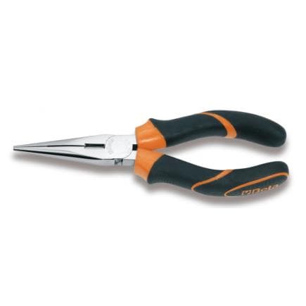BETA 011660036 - Pince à becs demi-ronds longs striés chromée avec branches gainées confort bi-matières (lot muliple)