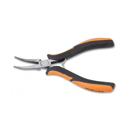 BETA 011780102 - Pince de précision à becs coudés demi-ronds longs lisses effilés branches gainées confort bi-matières (lot muliple)