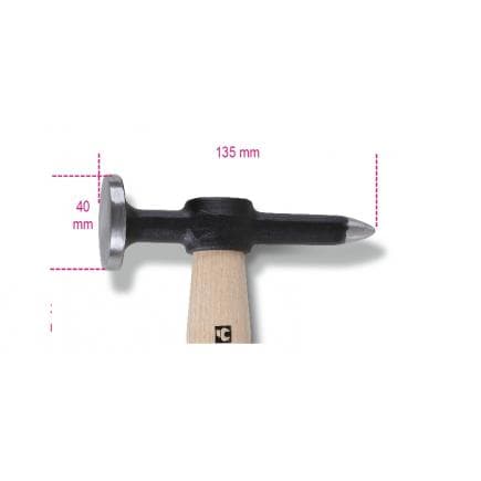 BETA 013530010 - Marteau tête ronde bombée et panne pointue, manche en bois (lot muliple)