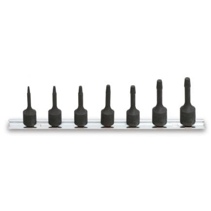 BETA 014290107 - Jeu de 7 extracteurs de vis et goujons cassés avec carrés 3/8" et 1/2" (art. 1429) sur support