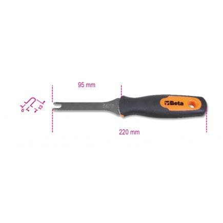 BETA 014790010 - Spatule d’extraction de clips pour carrossiers en acier inoxydable (lot muliple)