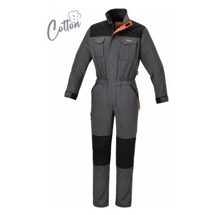 BETA 079350300 - Combinaison de travail 100 % coton élastiqué slim fit, gris/noir