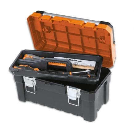 BETA 021161102 - Boîte à outils en matière plastique avec bac plastique interne et assortiment de 45 outils à usage universel