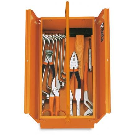 BETA 021181032 - Boîte à outils simple métallique avec assortiment de 45 outils pour une utilisation universelle