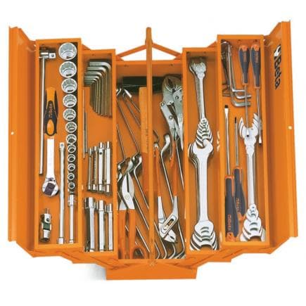 BETA 021201164 - Boîte à outils 5 cases métallique avec assortiment de 80 outils pour une utilisation universelle