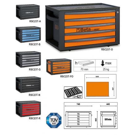 BETA 023003021 - Coffre à outils portable avec 5 tiroirs
