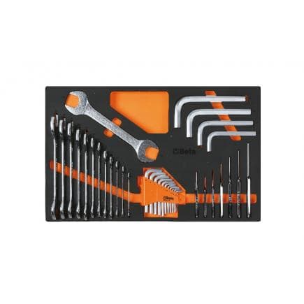 BETA 024500039 - Plateau thermoformé souple avec clés à fourches et clés mâles 6 pans coudées (36 pcs.)