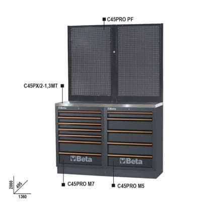 BETA 045000041 - Établis inox 1,3m pour la combinaison d’équipements d’atelier C45PRO
