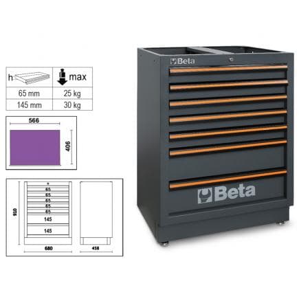 BETA 045000237 - Module fixe avec 7 tiroirs pour la combinaison d’équipements d’atelier C45PRO