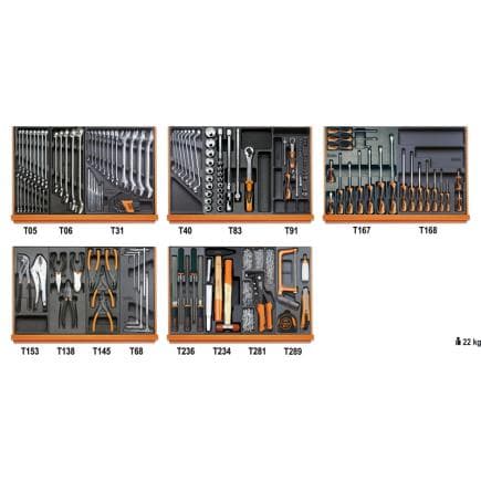 BETA 059041164 - Composition de 153 outils pour la maintenance industrielle en plateaux thermoformés rigides en ABS