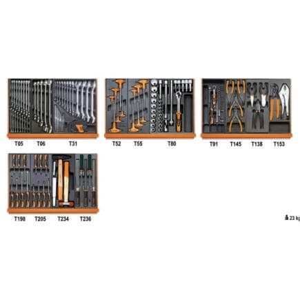 BETA 059041203 - Composition de 146 outils pour la maintenance générale en plateaux thermoformés rigides en ABS