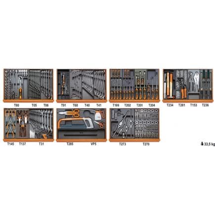 BETA 059081105 - Composition de 232 outils pour la maintenance industrielle en plateaux thermoformés rigides en ABS