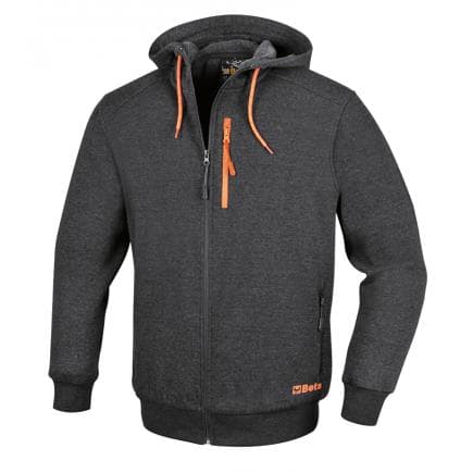 BETA 076650101 - Sweatshirt à capuche avec fermeture éclair longue, gris