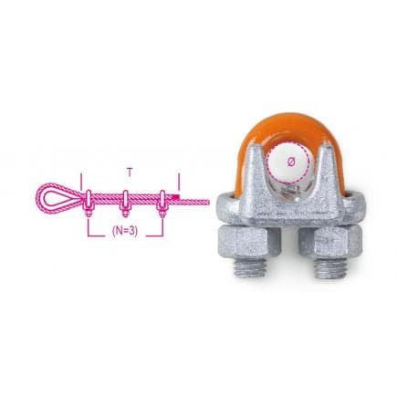 BETA 080150808 - ROBUR - Clips de câbles métalliques, de type américain, corps en acier, galvanisé à chaud (lot muliple)