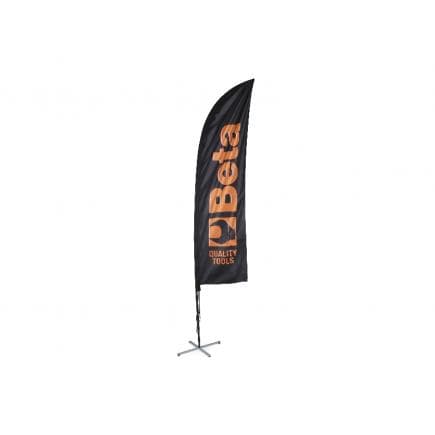BETA 095610200 - Drapeau en voile 2,5x0,50 m avec tige en aluminium socle cruciforme avec lest circulaire