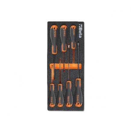 BETA 024500219 - Plateau thermoformé souple avec tournevis Beta Easy pour vis à fente et Phillips® (7 pcs.)