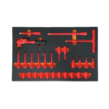 BETA 024510108 - Plateau thermoformé souple avec cliquets et douilles isolées 1000V (vide)