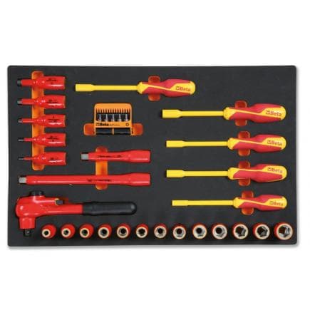 BETA 024510110 - Plateau thermoformé souple avec cliquets et douilles isolées 1000V (vide)