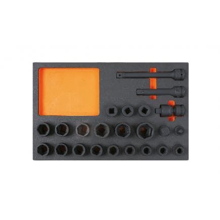 BETA 024510127 - Plateau mousse compacte avec cliquets et douilles 3/4" (vide)