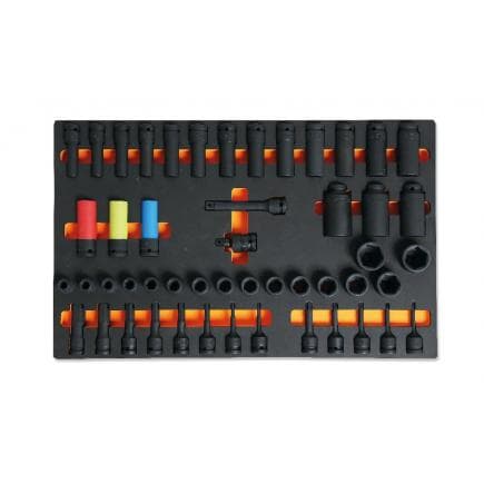 BETA 024510128 - Plateau mousse compacte avec cliquets et douilles 1/2" (vide)