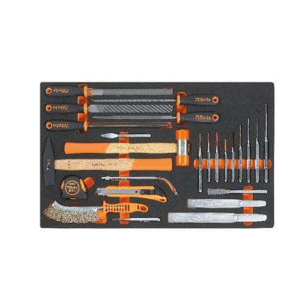 BETA 024510230 - Plateau souple en EVA avec percussion, limes, outils de coupe et de mesure (vide)