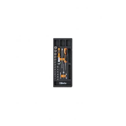 BETA 024510090 - Plateau thermoformé souple avec cliquets et douilles hexagonales 1/4" (vide)