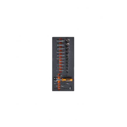 BETA 024510094 - Plateau mousse avec cliquets et douilles 1/4" pouces (vide)